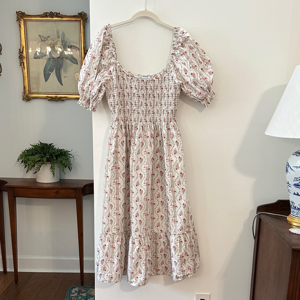 Hill House The Louisa Nap Dress - Pink Vine Stripe Cotton